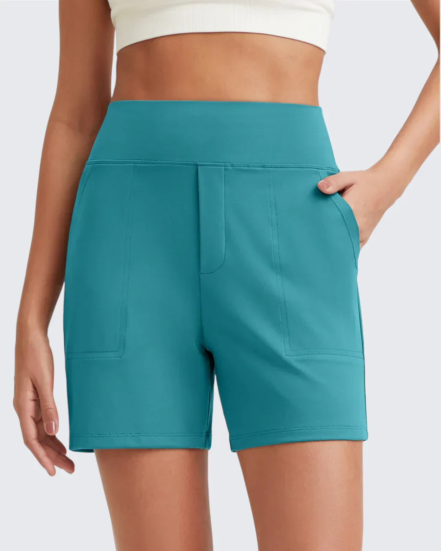 Phaedora - Shorts da donna a vita alta con tasche profonde