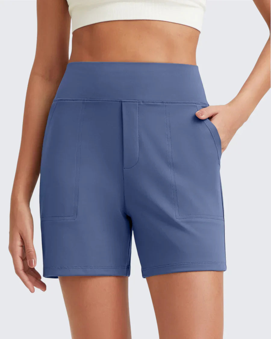 Phaedora - Shorts da donna a vita alta con tasche profonde