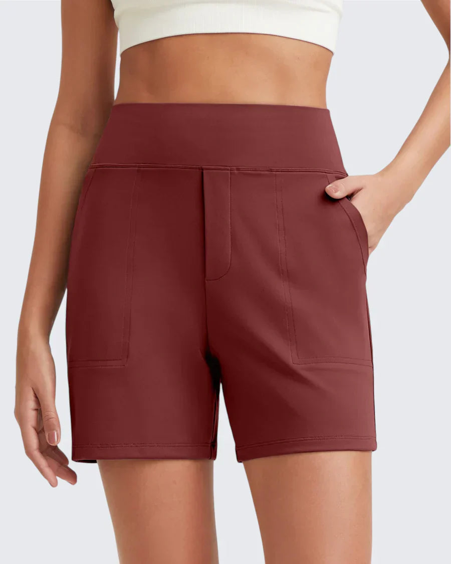 Phaedora - Shorts da donna a vita alta con tasche profonde