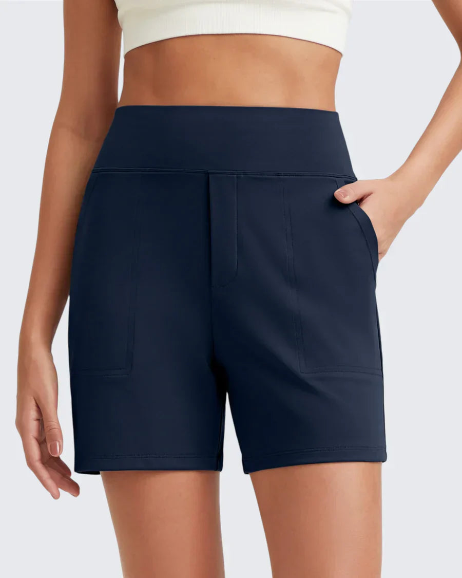 Phaedora - Shorts da donna a vita alta con tasche profonde