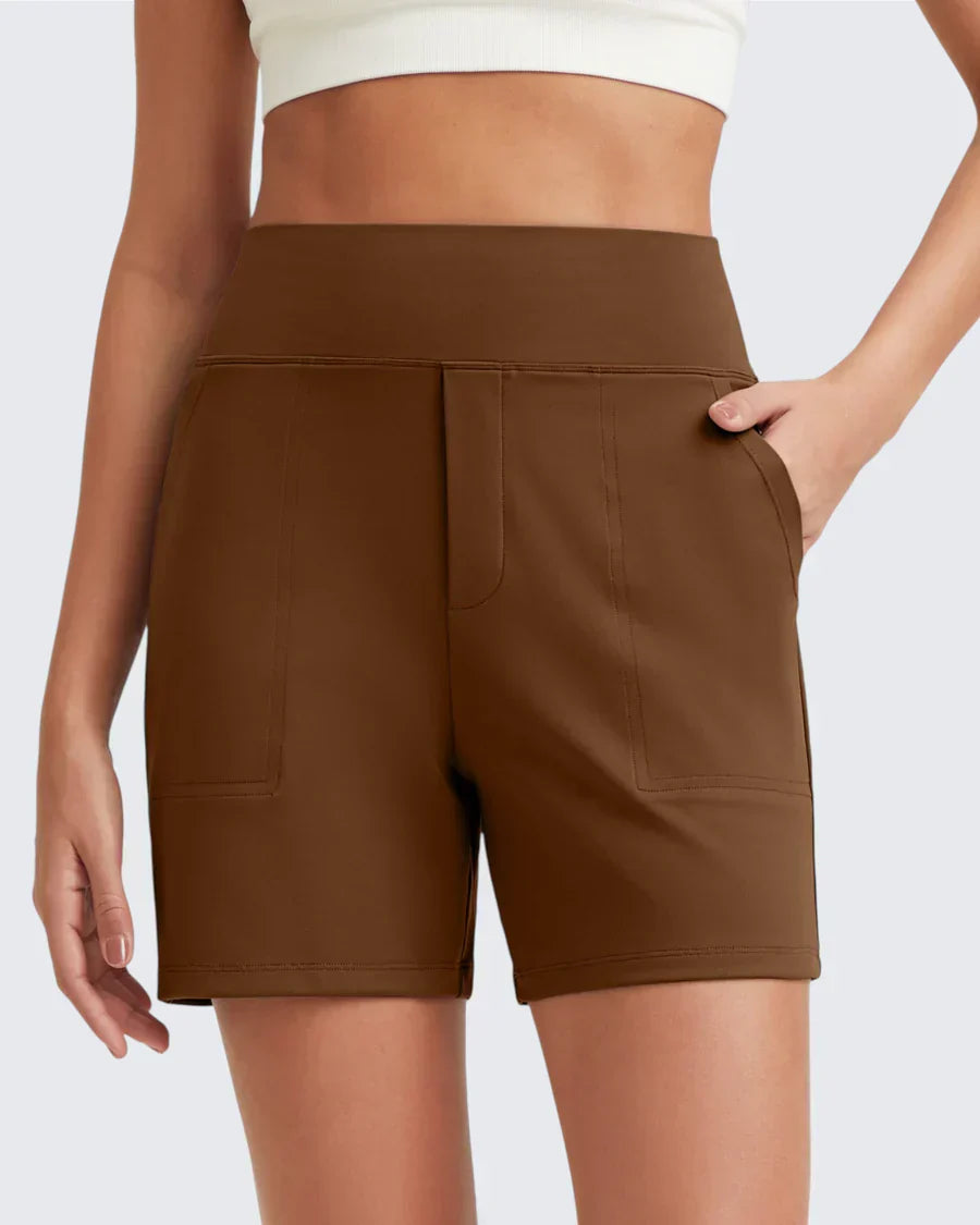 Phaedora - Shorts da donna a vita alta con tasche profonde