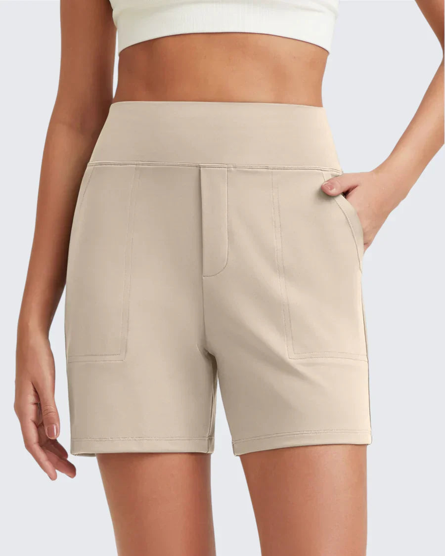 Phaedora - Shorts da donna a vita alta con tasche profonde