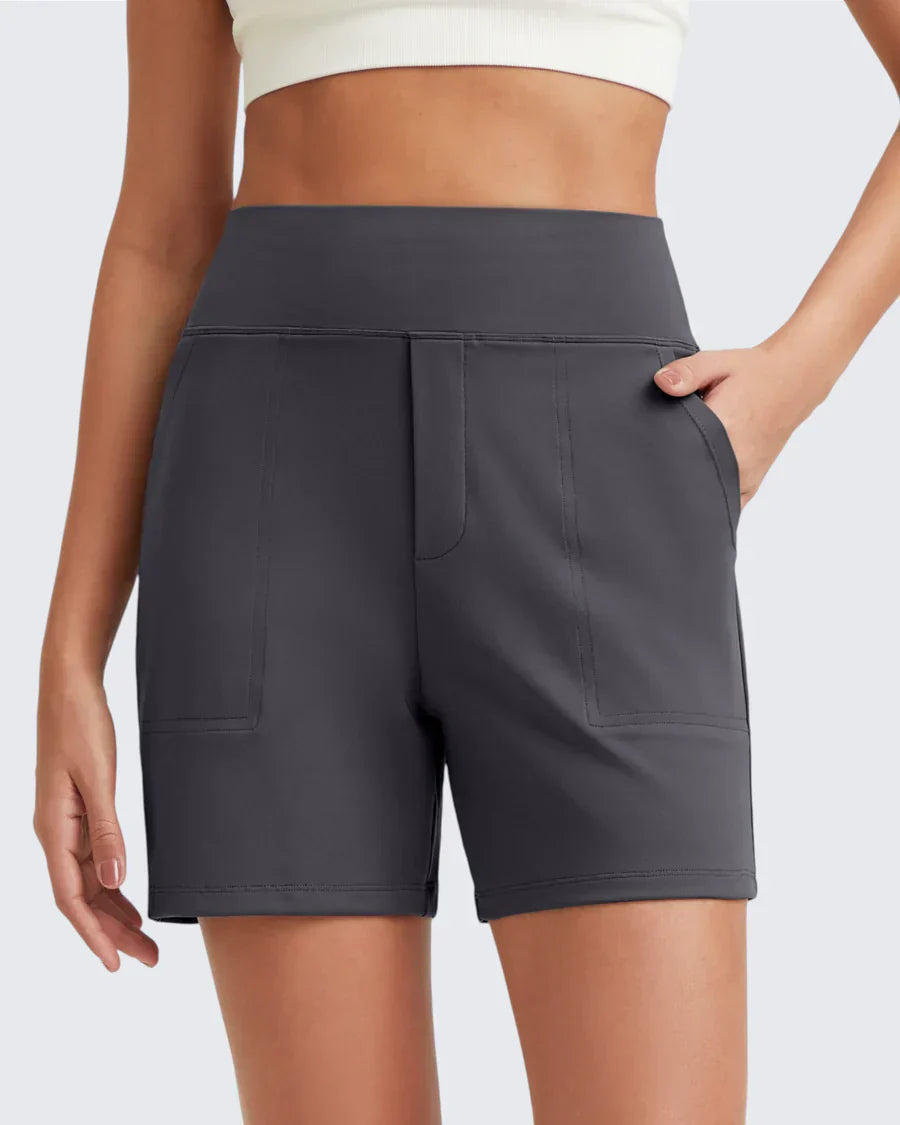 Phaedora - Shorts da donna a vita alta con tasche profonde