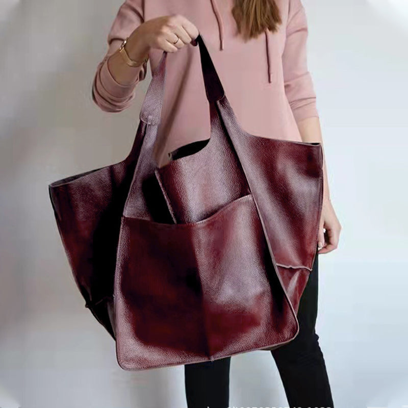 Premium oversized vintage leather women's bag - Spacious