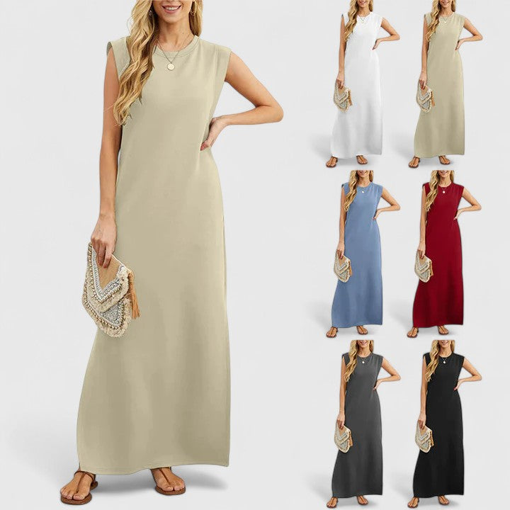 Abito lungo estivo da donna con scollo tondo – Abito casual ampio
