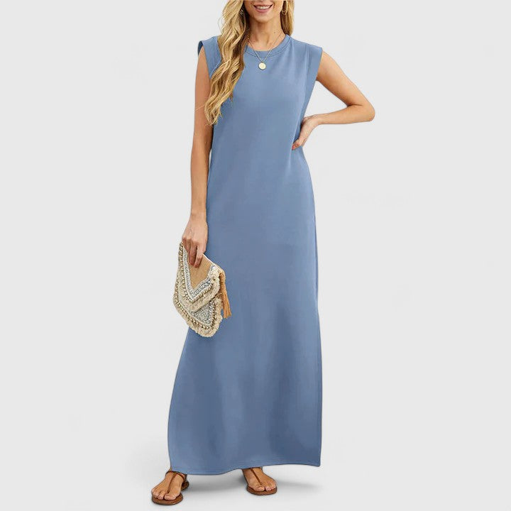 Abito lungo estivo da donna con scollo tondo – Abito casual ampio