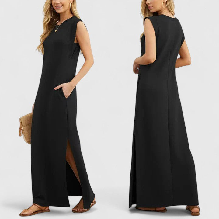 Abito lungo estivo da donna con scollo tondo – Abito casual ampio