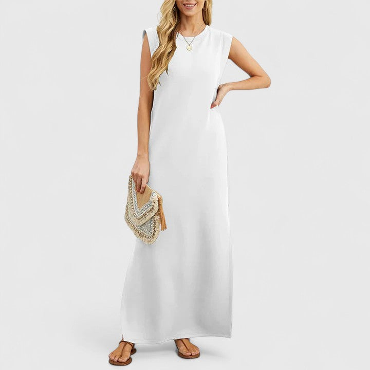 Abito lungo estivo da donna con scollo tondo – Abito casual ampio
