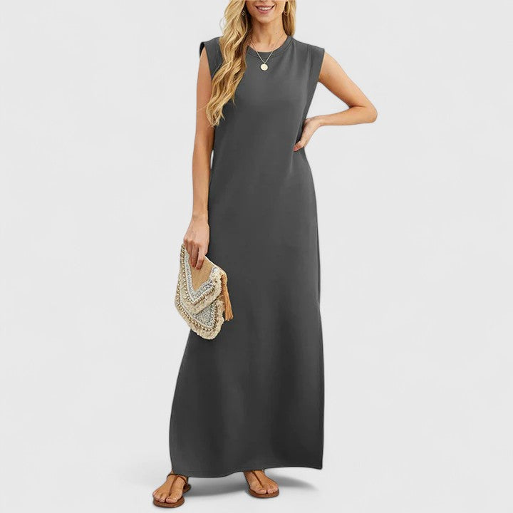 Abito lungo estivo da donna con scollo tondo – Abito casual ampio