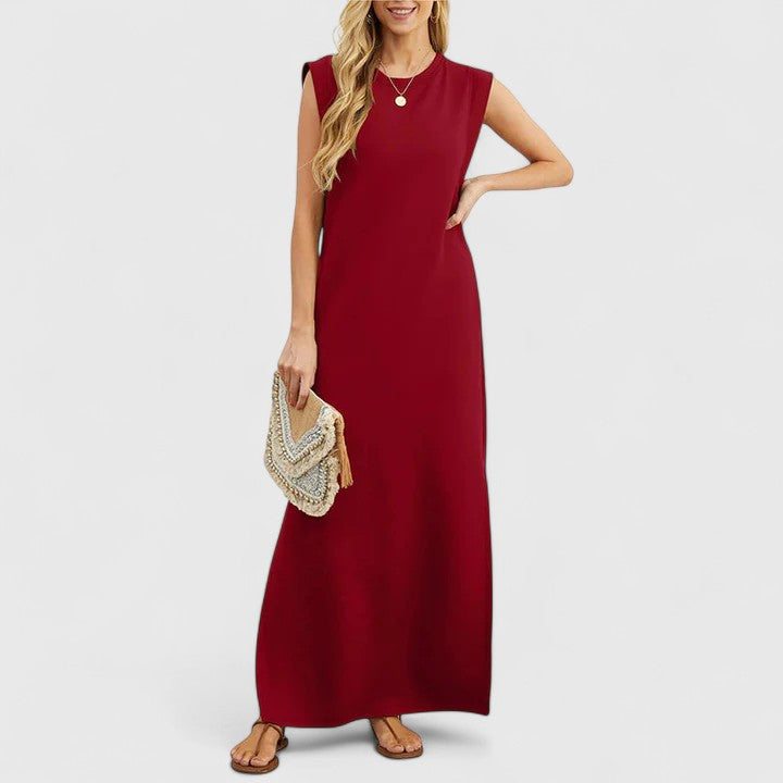 Abito lungo estivo da donna con scollo tondo – Abito casual ampio