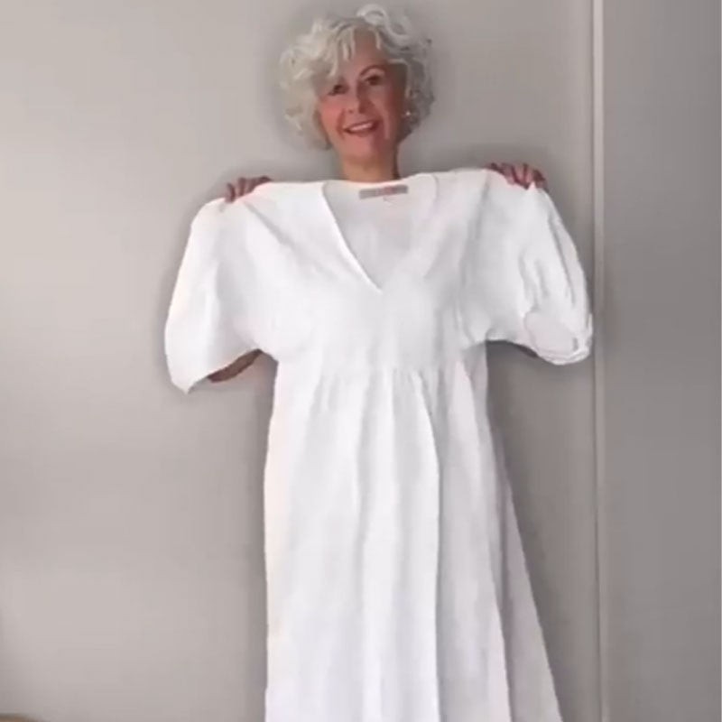 Abito midi da donna con scollo a V confortevole – Chic e fluido