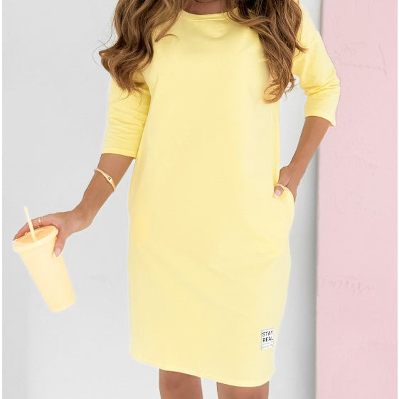 Vestito donna con tasche e maniche 3/4 – abito estivo comodo e pratico