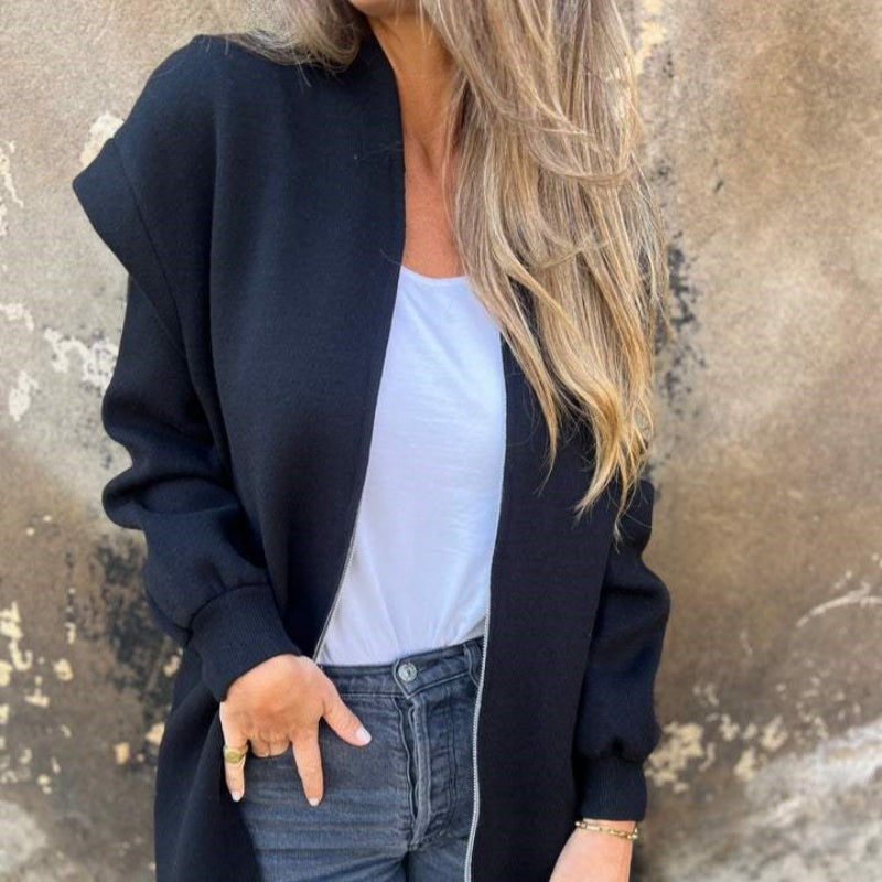 Giacca in pile oversize da donna – Pullover con cerniera ampio e casual