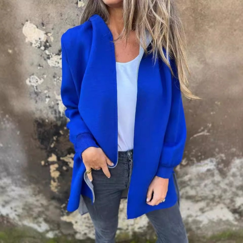 Giacca in pile oversize da donna – Pullover con cerniera ampio e casual