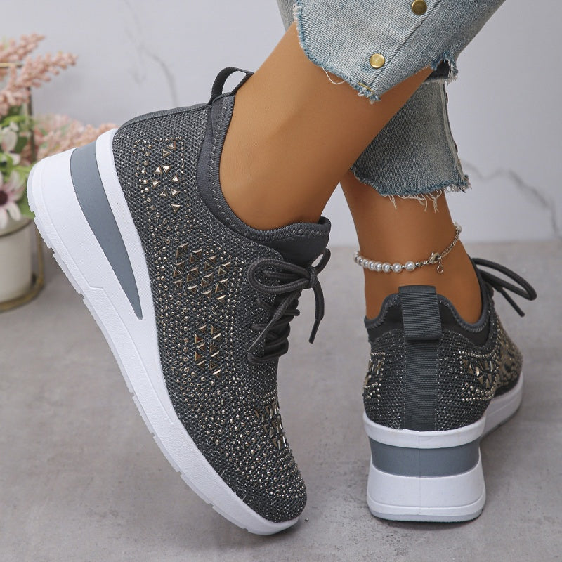 Sneakers donna con supporto arco e dettagli strass - Comode e moderne