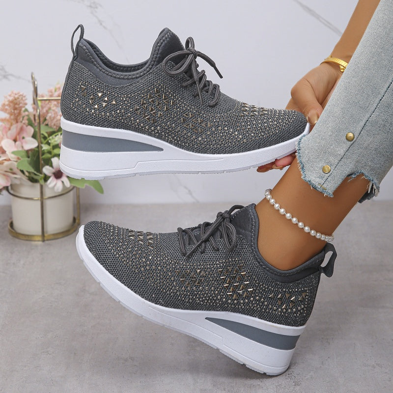 Sneakers donna con supporto arco e dettagli strass - Comode e moderne