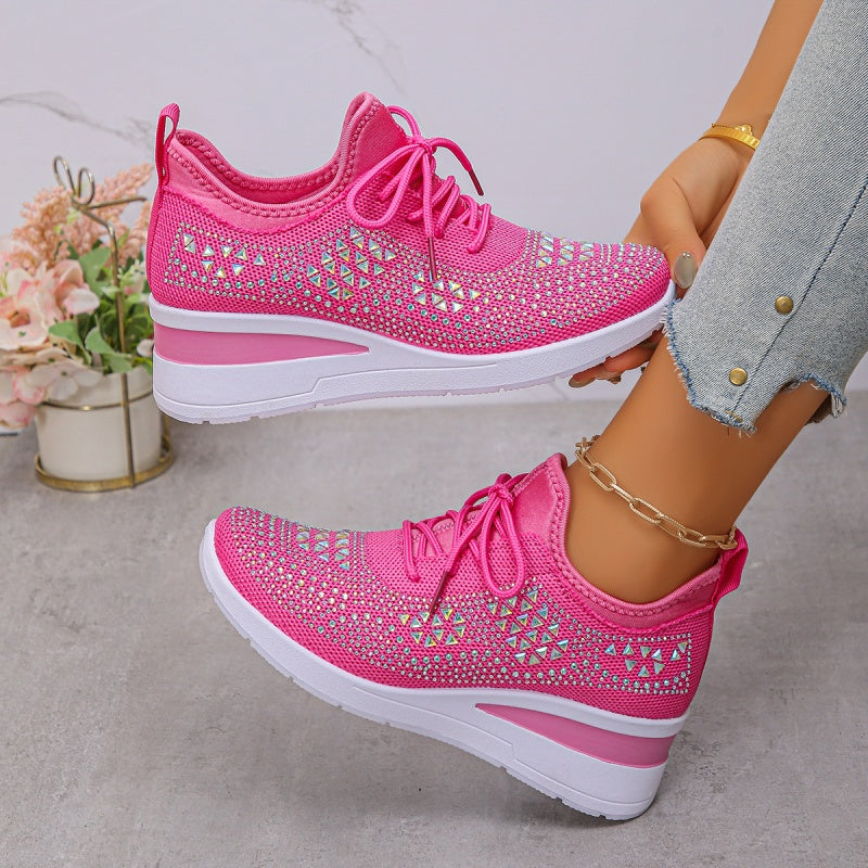 Sneakers donna con supporto arco e dettagli strass - Comode e moderne