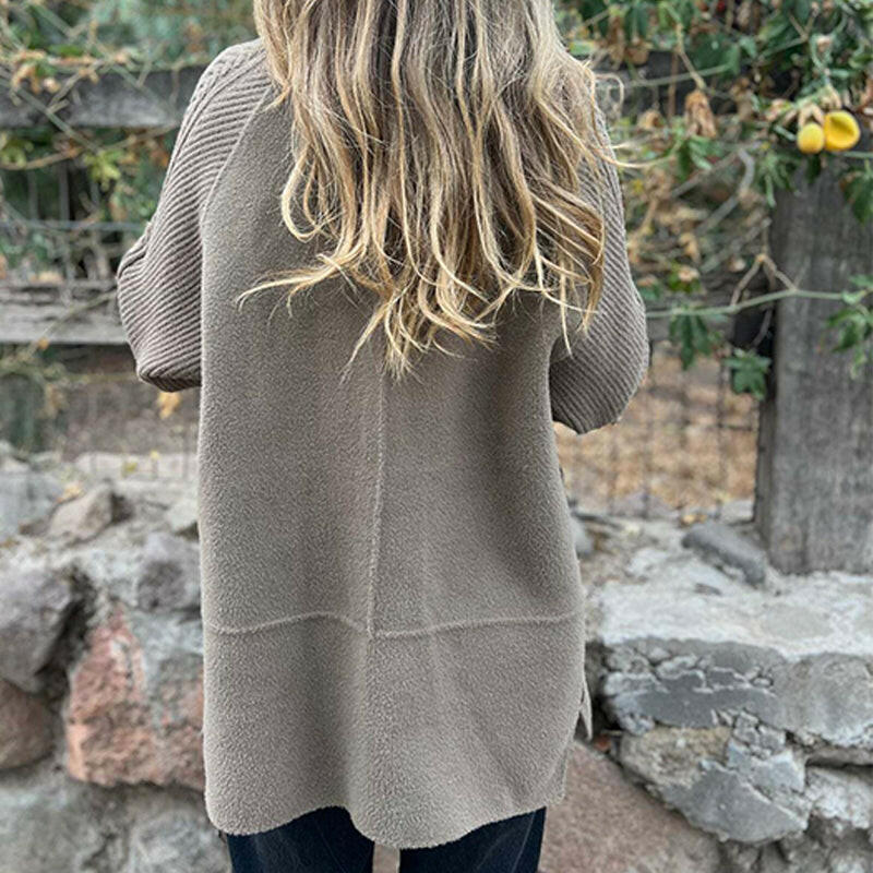 Manteau long pour femme avec manches en maille - Chaud et élégant