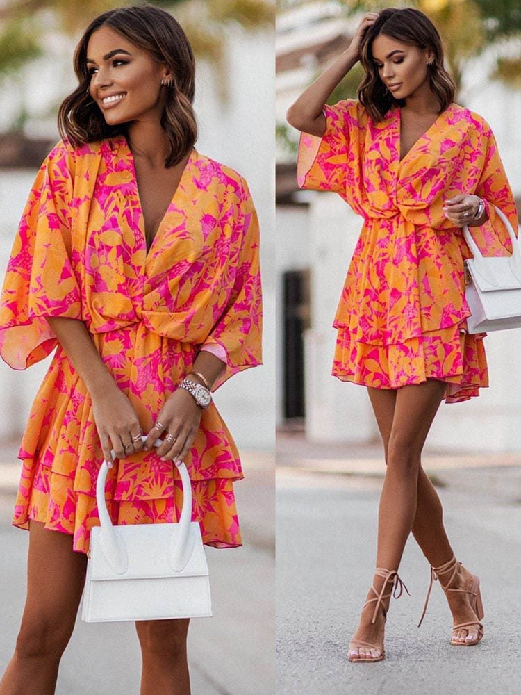 Abito estivo donna con scollo a V e linea elegante - Fluido e valorizzante