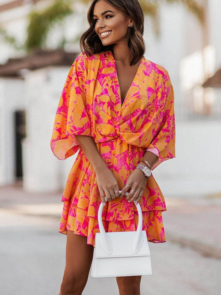 Abito estivo donna con scollo a V e linea elegante - Fluido e valorizzante