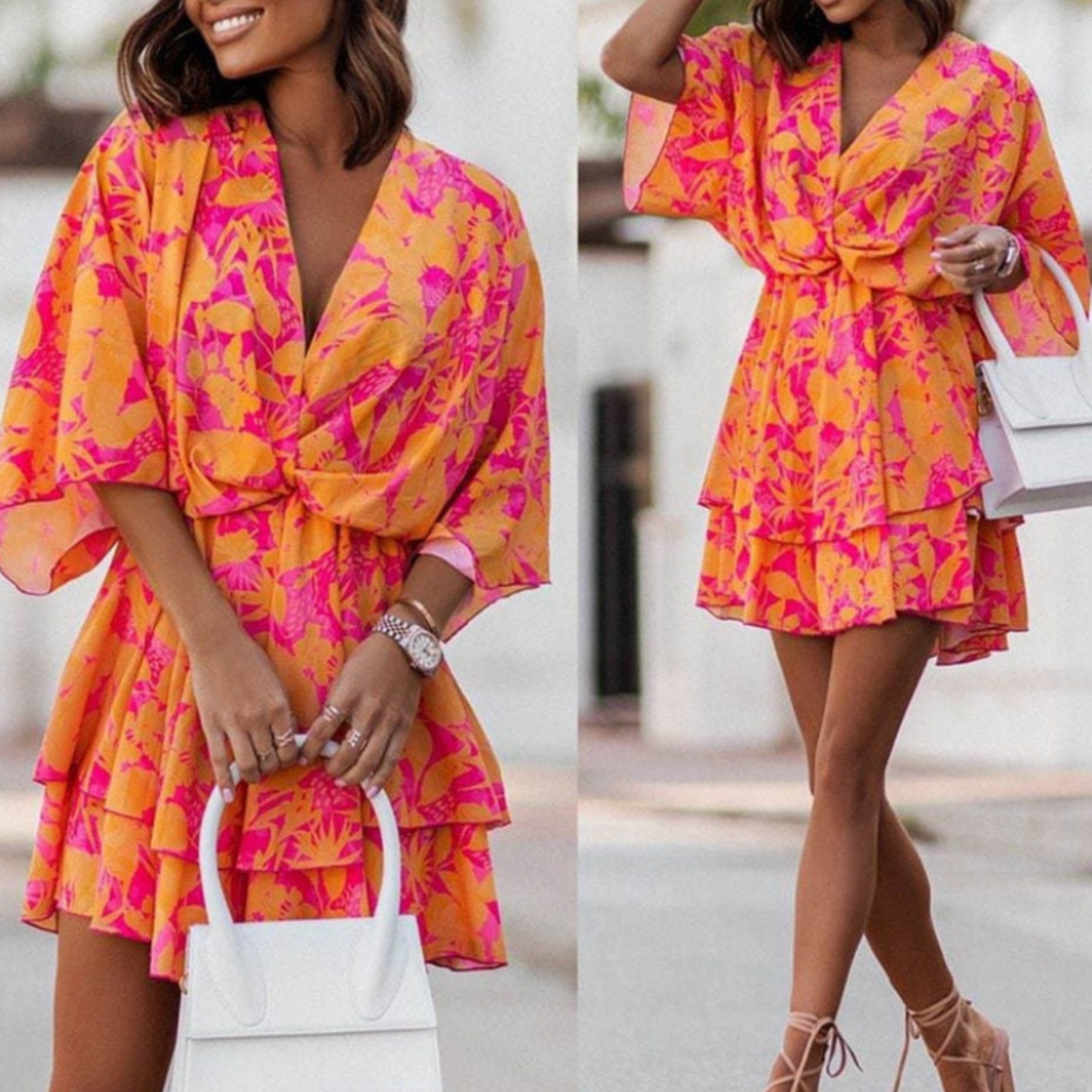 Abito estivo donna con scollo a V e linea elegante - Fluido e valorizzante