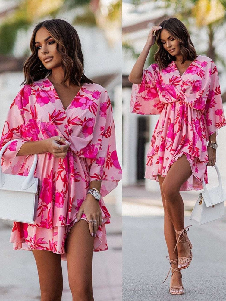 Abito estivo donna con scollo a V e linea elegante - Fluido e valorizzante
