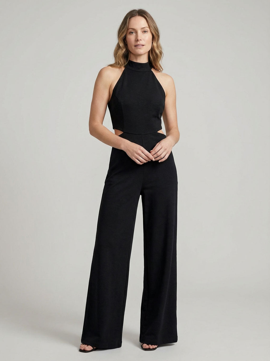 Tuta Donna Collo Halter Nero - Elegante a Gamba Larga