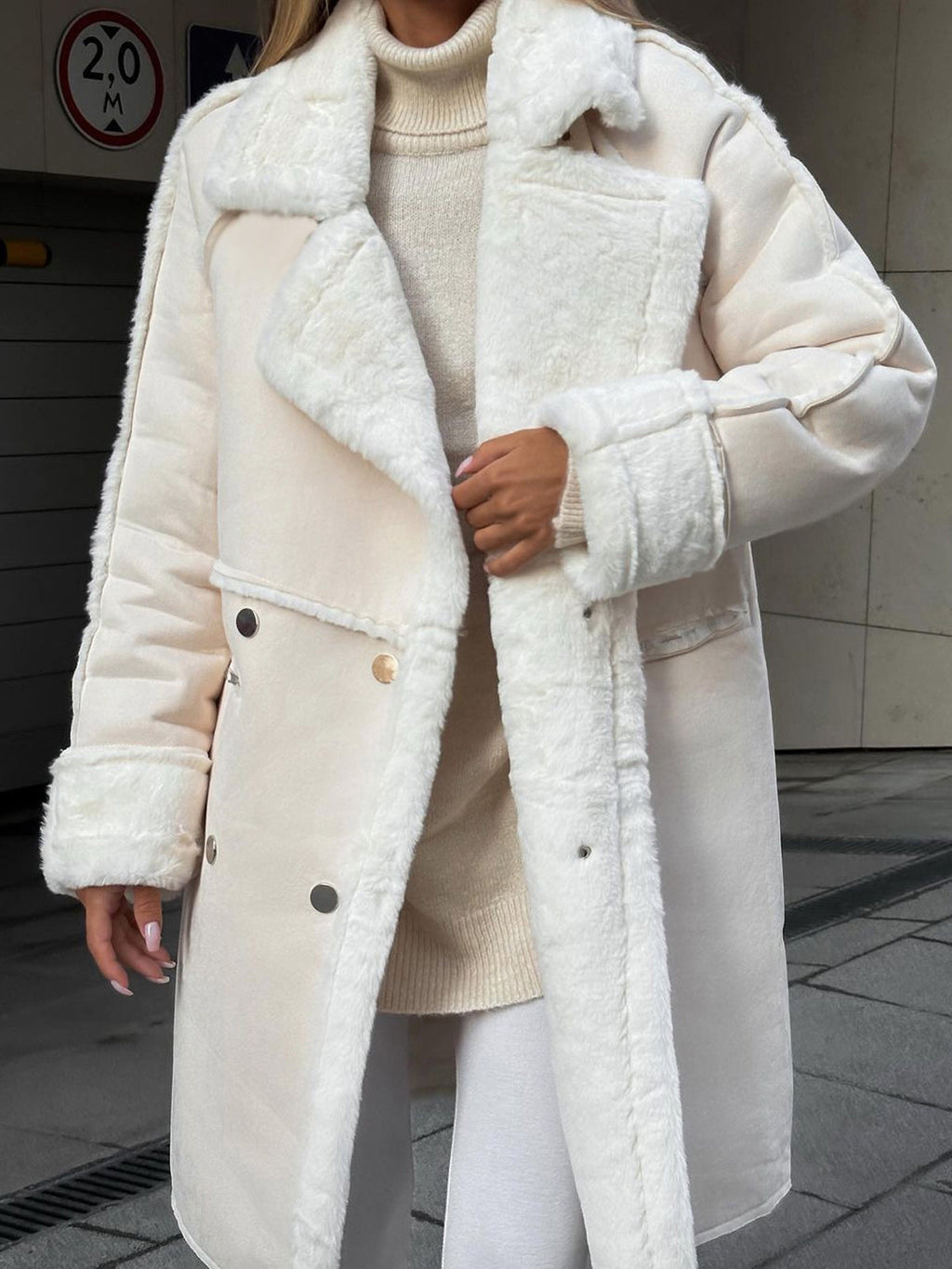 Elegante cappotto lungo Teddy da donna – Cappotto invernale oversize in pelliccia sintetica
