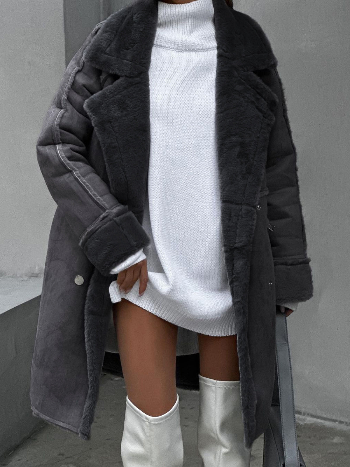 Elegante cappotto lungo Teddy da donna – Cappotto invernale oversize in pelliccia sintetica