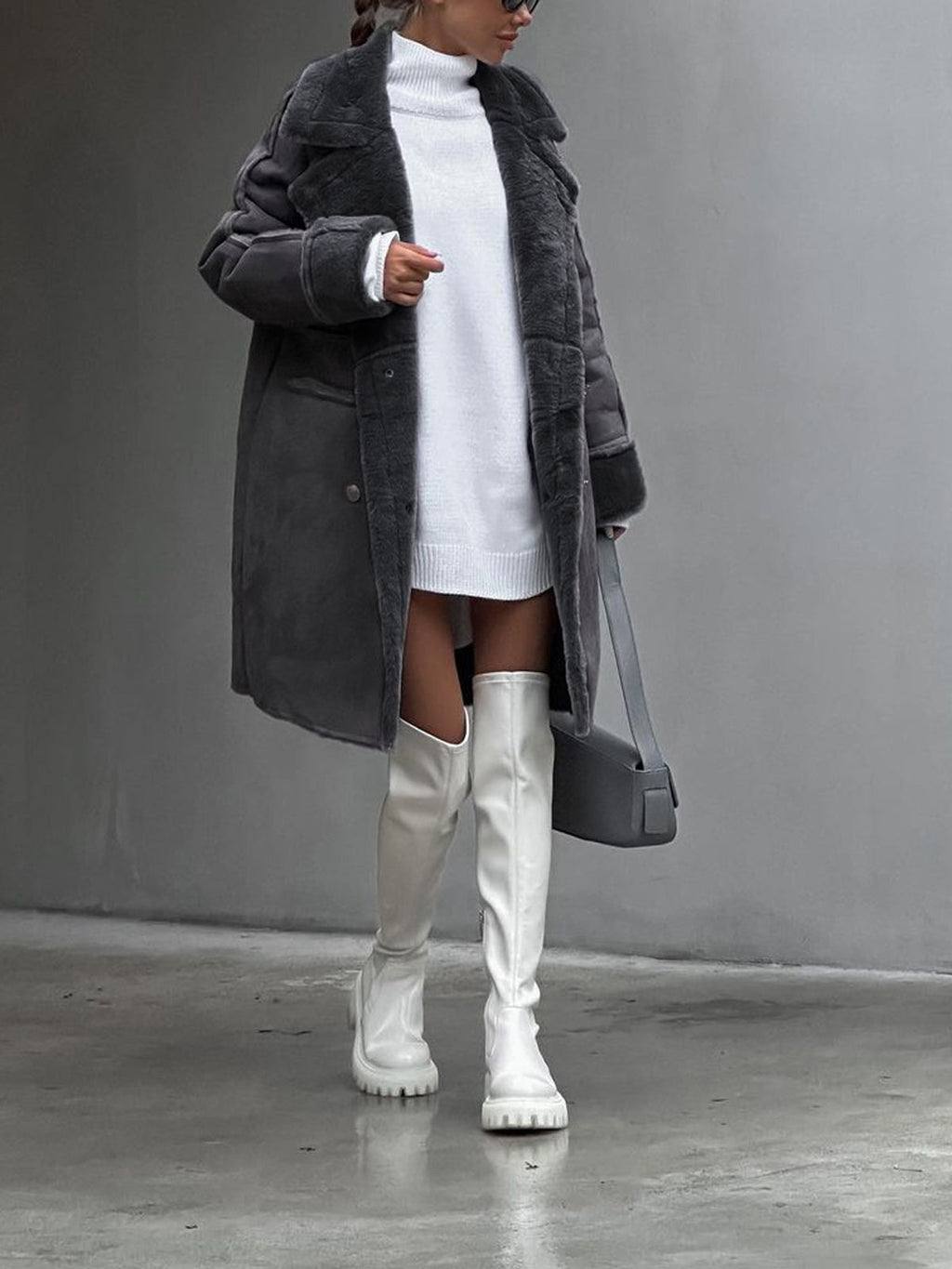 Elegante cappotto lungo Teddy da donna – Cappotto invernale oversize in pelliccia sintetica