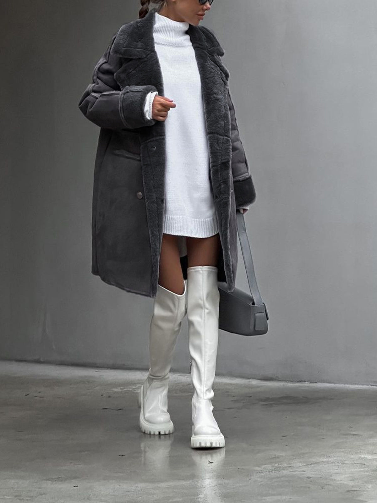 Elegante cappotto lungo Teddy da donna – Cappotto invernale oversize in pelliccia sintetica