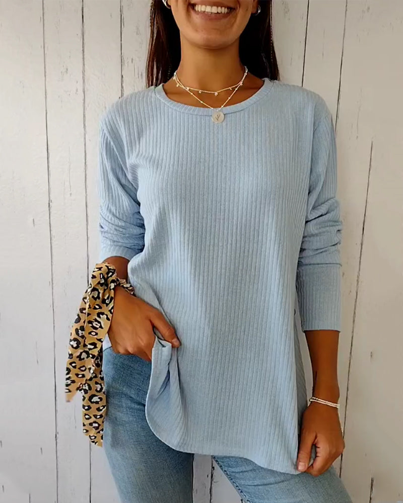 Maglia Donna a Maniche Lunghe con Girocollo - Pullover Morbido per Tutti i Giorni