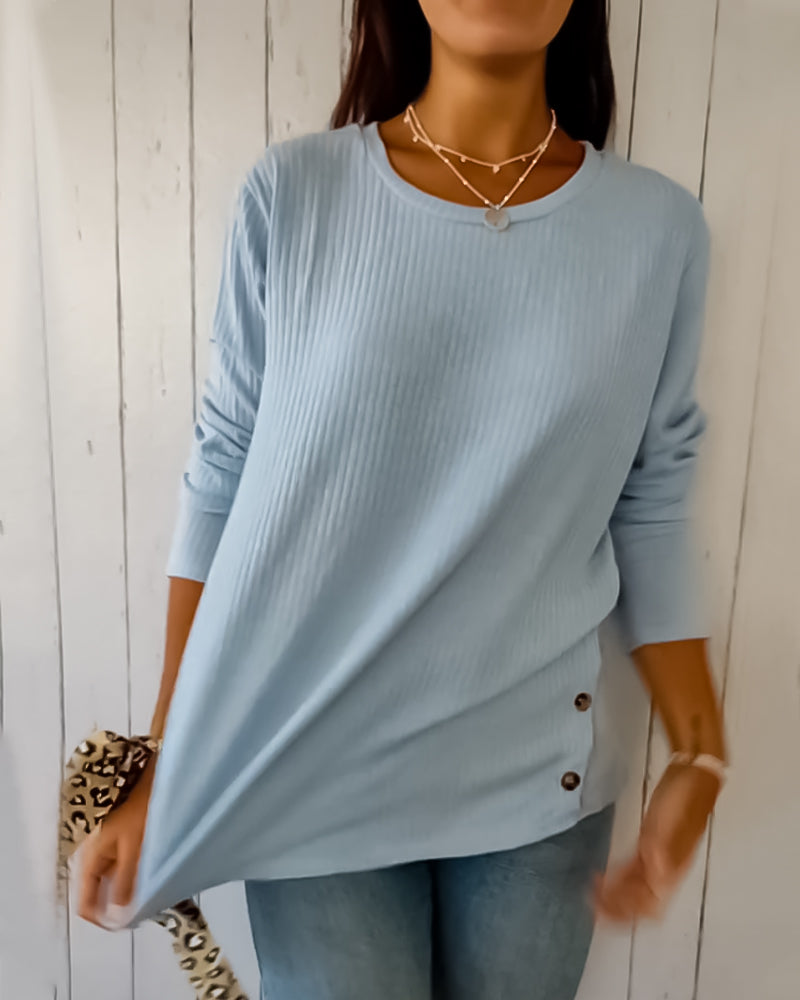 Maglia Donna a Maniche Lunghe con Girocollo - Pullover Morbido per Tutti i Giorni