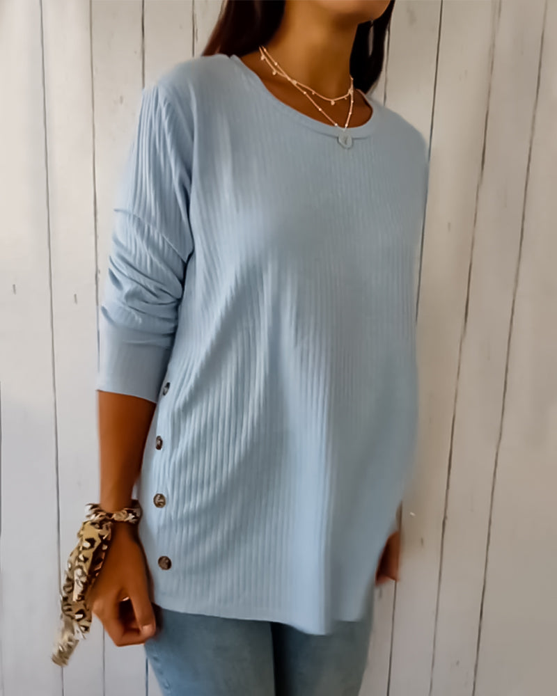 Maglia Donna a Maniche Lunghe con Girocollo - Pullover Morbido per Tutti i Giorni