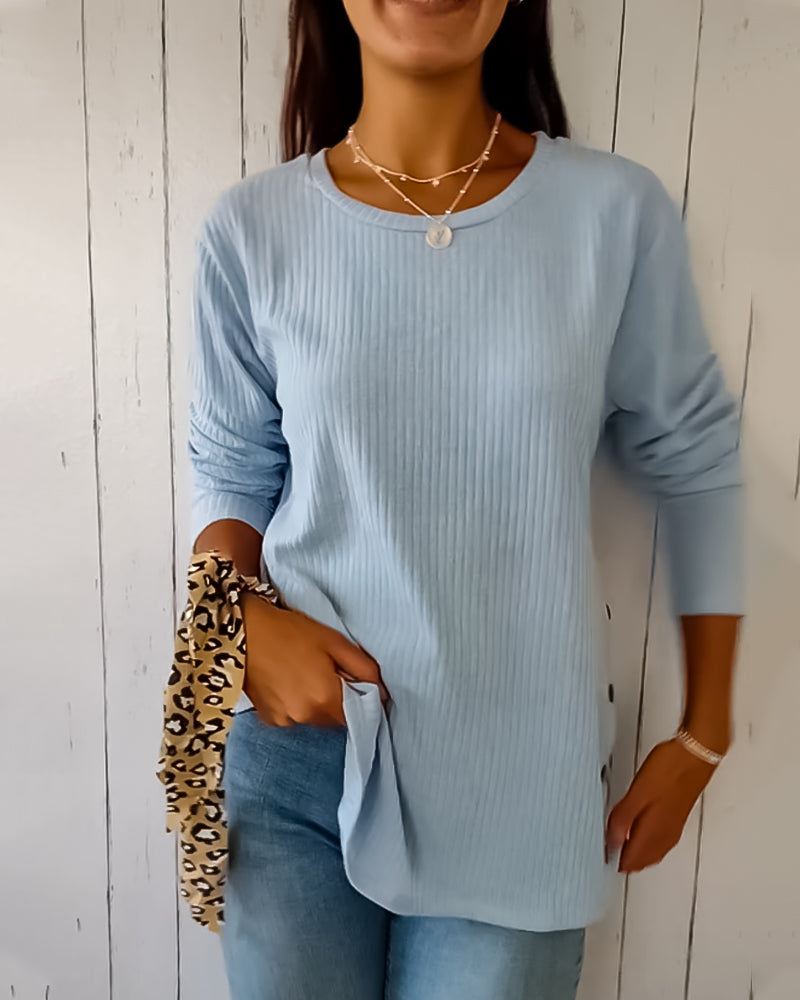 Maglia Donna a Maniche Lunghe con Girocollo - Pullover Morbido per Tutti i Giorni