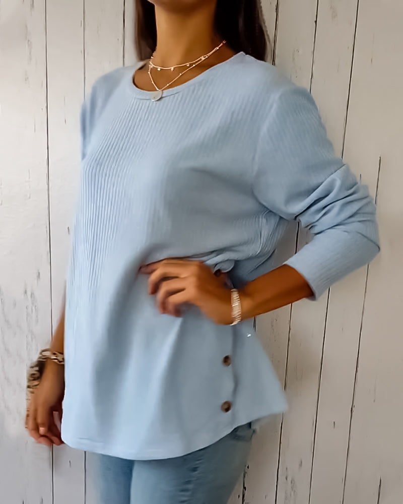 Maglia Donna a Maniche Lunghe con Girocollo - Pullover Morbido per Tutti i Giorni