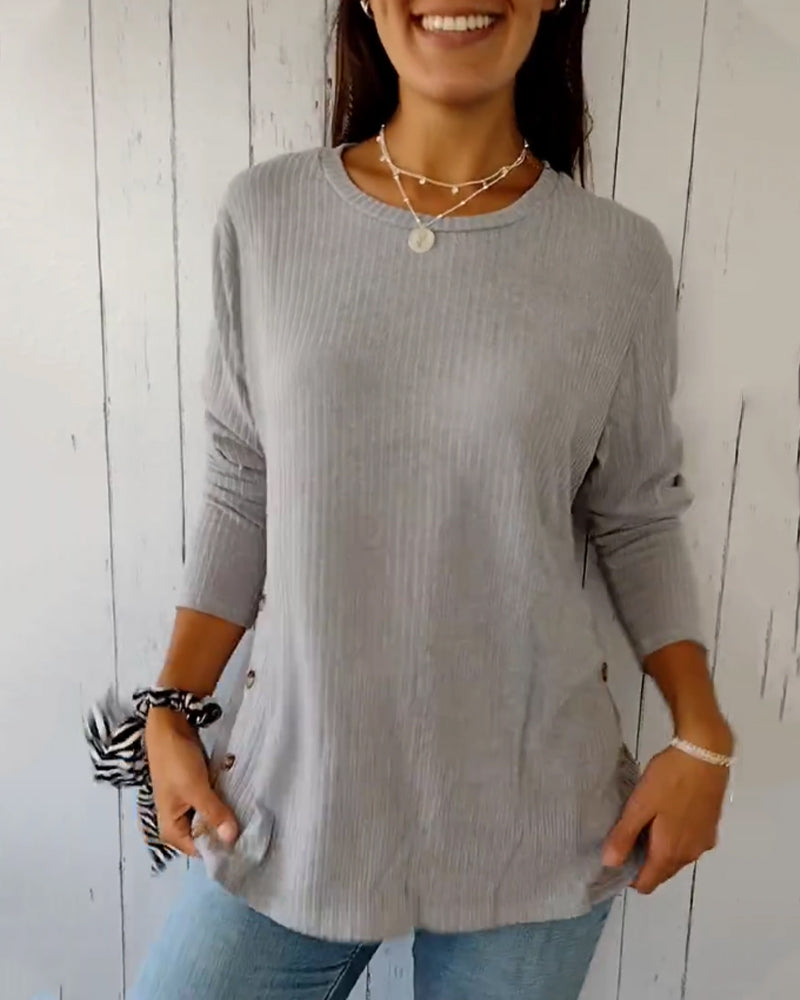 Maglia Donna a Maniche Lunghe con Girocollo - Pullover Morbido per Tutti i Giorni