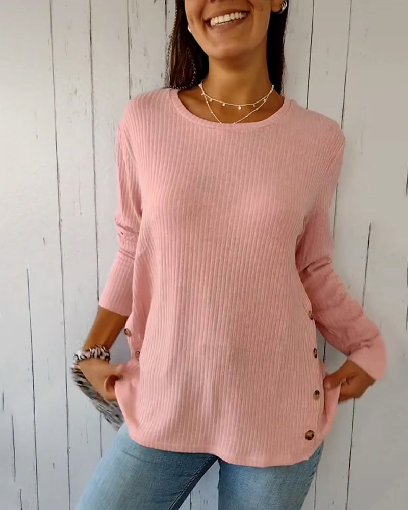 Maglia Donna a Maniche Lunghe con Girocollo - Pullover Morbido per Tutti i Giorni