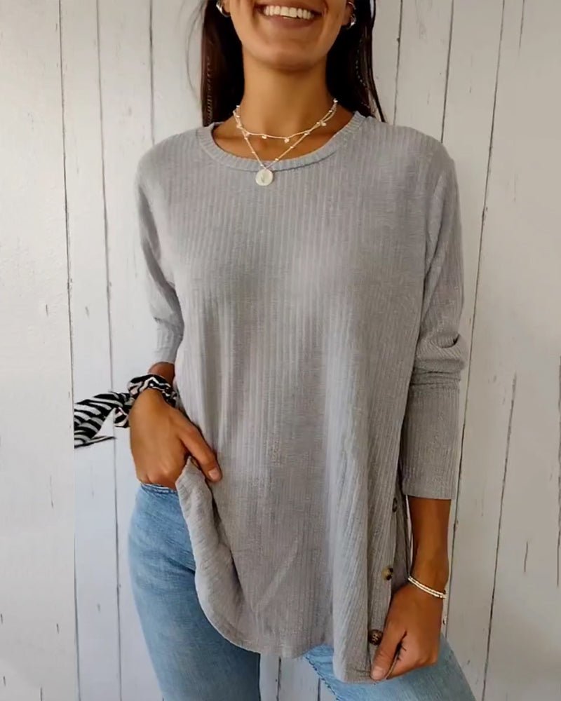 Maglia Donna a Maniche Lunghe con Girocollo - Pullover Morbido per Tutti i Giorni