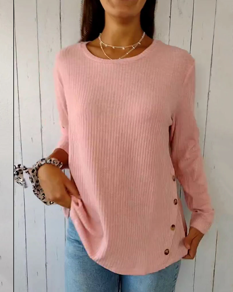 Maglia Donna a Maniche Lunghe con Girocollo - Pullover Morbido per Tutti i Giorni