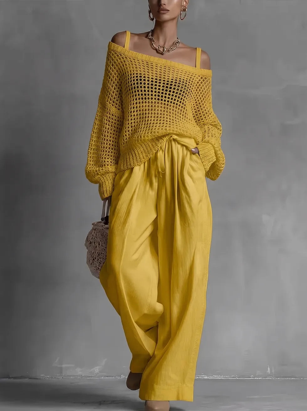 Conjunto completo para mujer de dos piezas: estilo elegante, moderno y fluido.