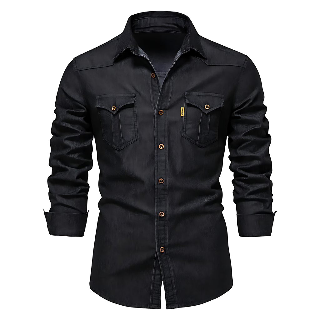 Camicia in denim di cotone da uomo