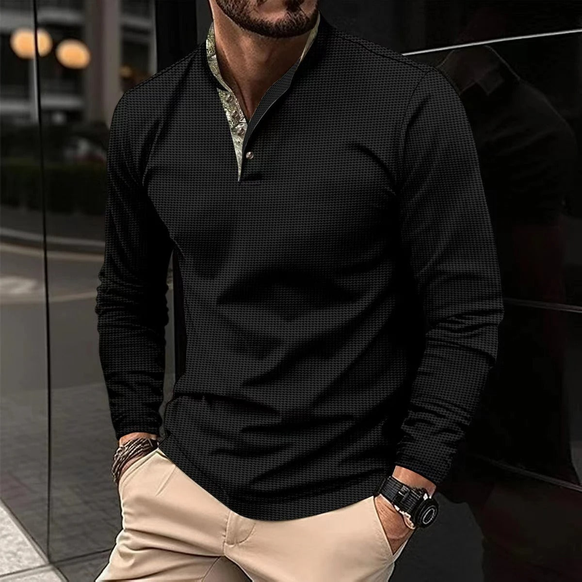 Polo a maniche lunghe premium da uomo – Elegante camicia con collo alto