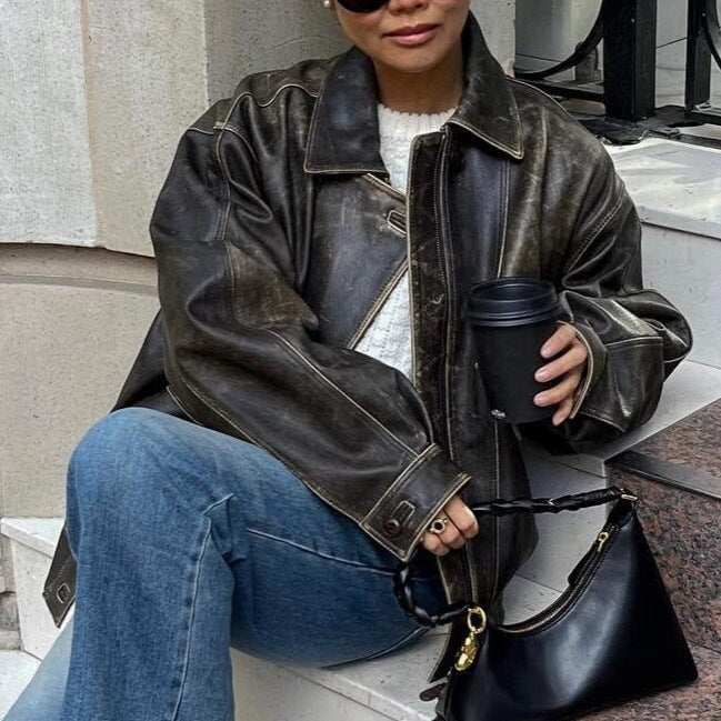 Veste vintage femme effet cuir - Rétro et moderne