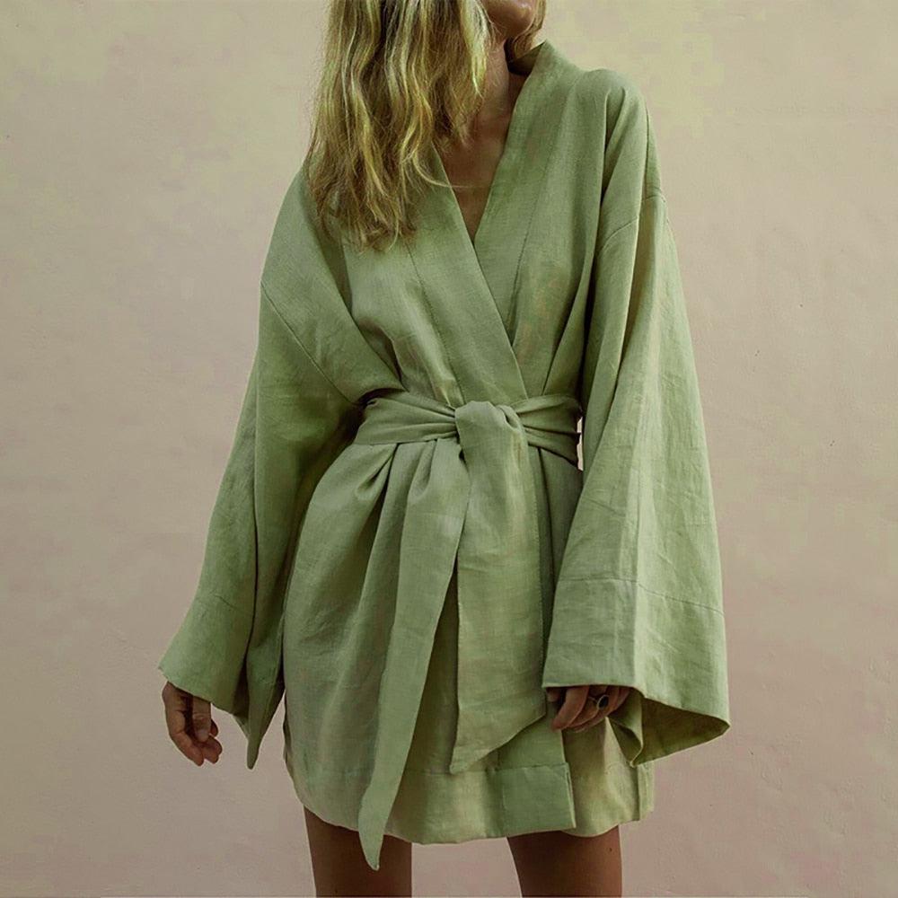Giacca kimono color cachi da donna