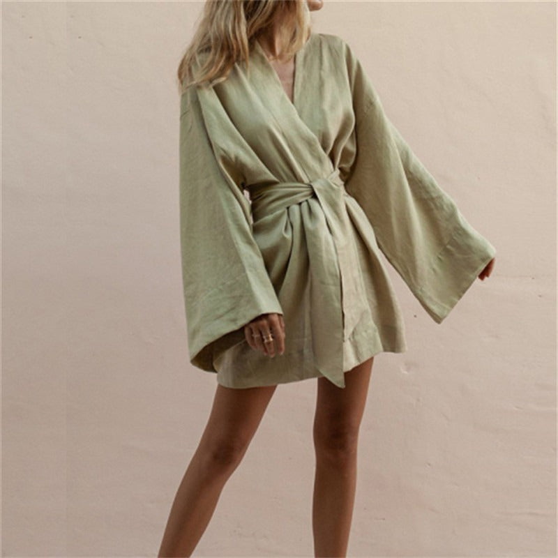 Giacca kimono color cachi da donna