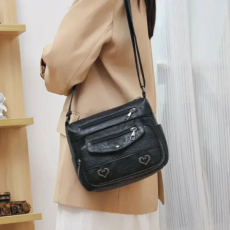 Borsa a tracolla vintage in morbida pelle da donna 'Love'