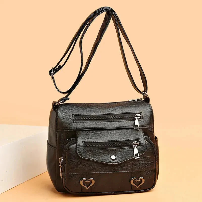 Borsa a tracolla vintage in morbida pelle da donna 'Love'