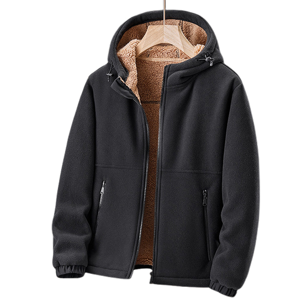 Giacca invernale in pile premium da uomo – Cappuccio e tasche con cerniera