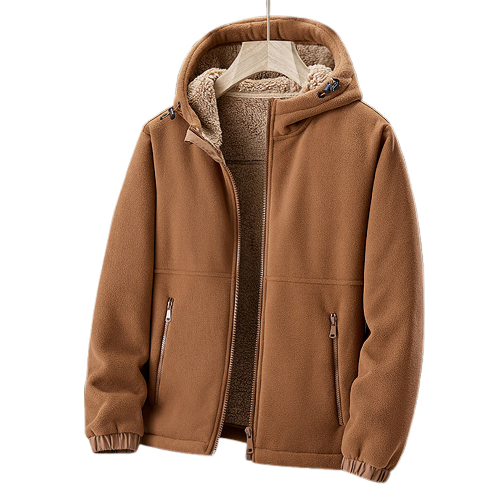 Giacca invernale in pile premium da uomo – Cappuccio e tasche con cerniera